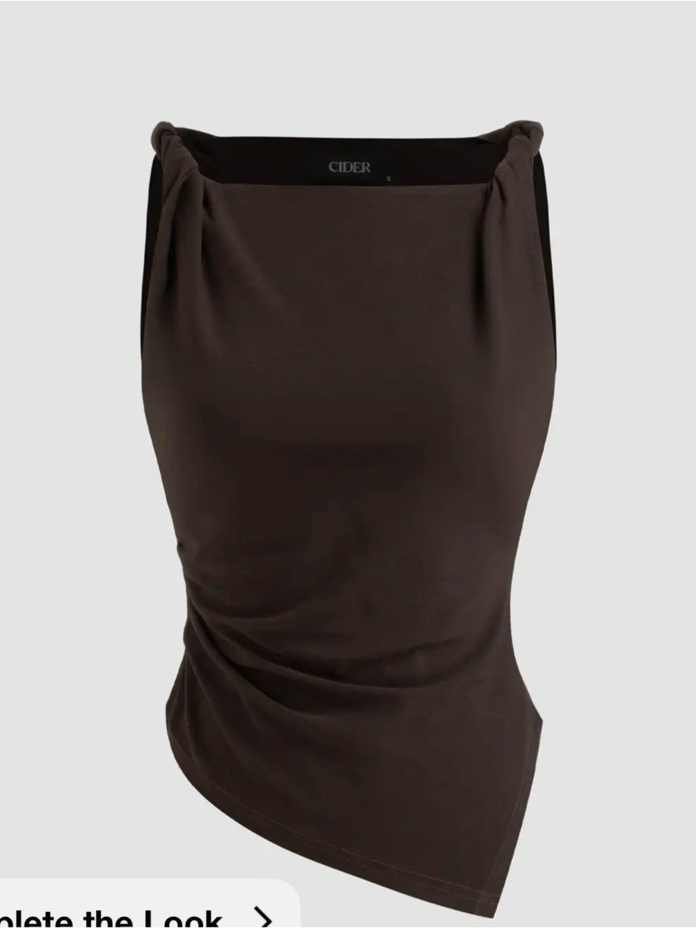 BOAT NECK ASYMMETRICAL HEM
RUCHED TANK TOP